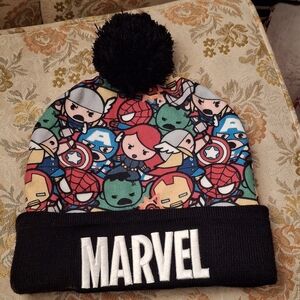 Marvel Kids Hat with Superhero Characters - Black and Multicolor
